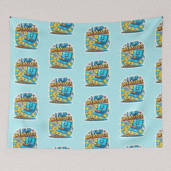 Item preview, I Flip Websites - Laptop Flipping Coins Startup Meme Sticker Design designed and sold by WowDezign.