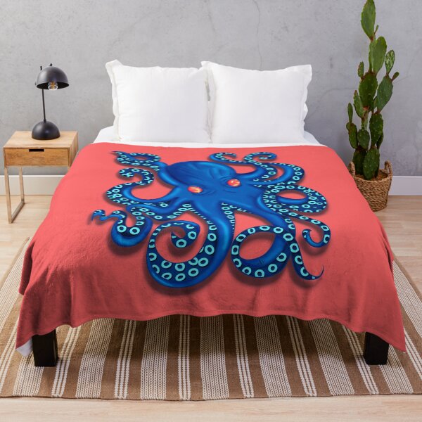 Item preview, Cobalt Blue Octopus Coral Background | Modern Ocean Art designed and sold by MFGB-Creations.
