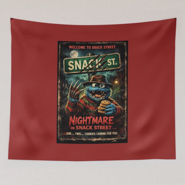 Item preview, Nightmare on Snack Street Retro Horror Monster Cookie Parody Shirt designed and sold by GhostDawgs.