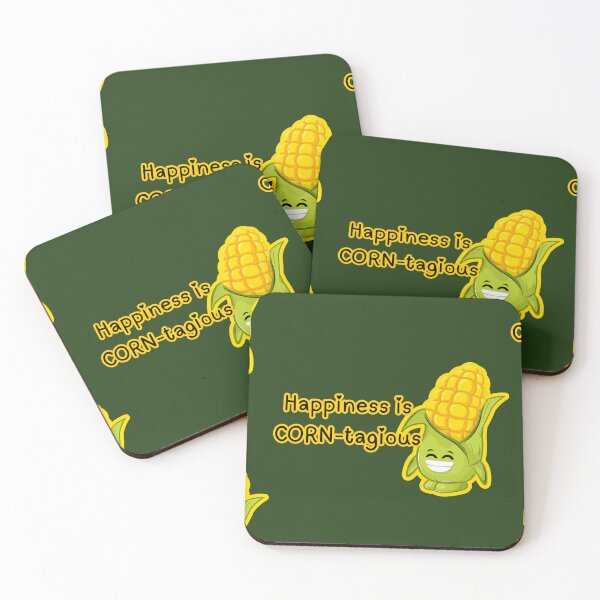 Item preview, Happiness is CORN-tagious Cute Corn Pun Art designed and sold by The-Melon-Cart.