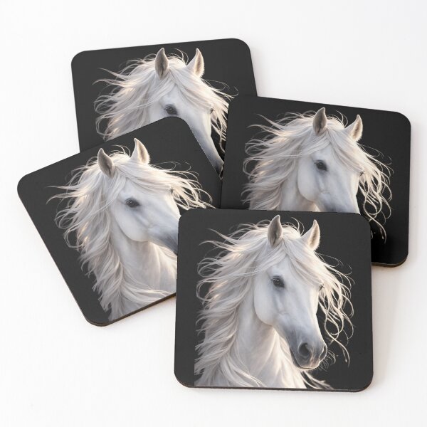 Item preview, Majestic White Horse with Flowing Mane – Realistic Elegant Stallion Portrait designed and sold by AlSowin9.