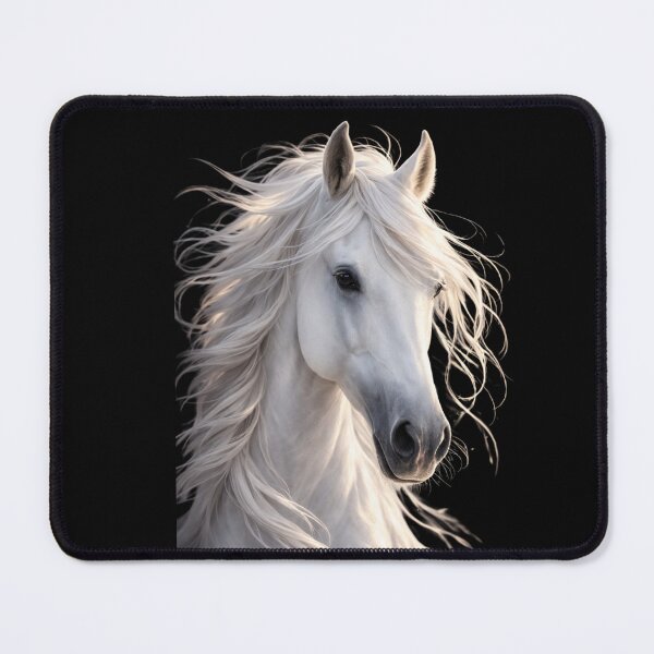 Item preview, Majestic White Horse with Flowing Mane – Realistic Elegant Stallion Portrait designed and sold by AlSowin9.