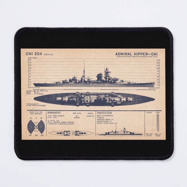 Item preview, German Cruiser Admiral Hipper WW2 Recognition Diagram designed and sold by MilitaryMart.