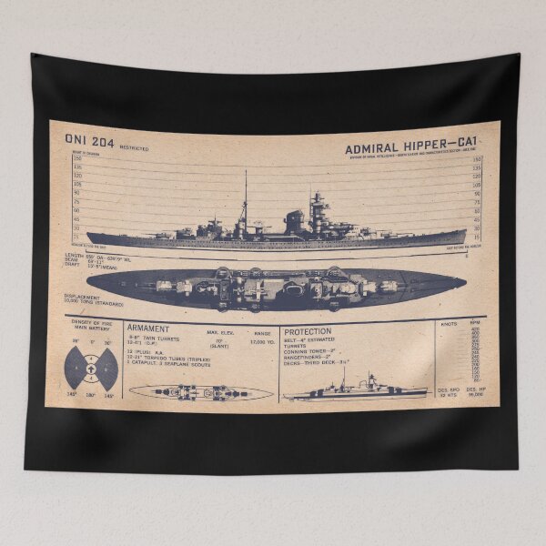 Item preview, German Cruiser Admiral Hipper WW2 Recognition Diagram designed and sold by MilitaryMart.