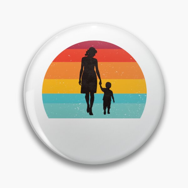 Item preview, Mom walking with a child retro sunset design  designed and sold by GiraffeandStuff.