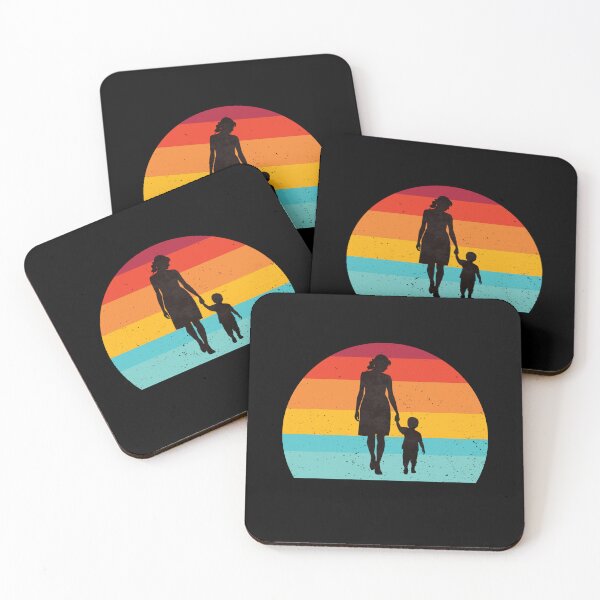 Item preview, Mom walking with a child retro sunset design  designed and sold by GiraffeandStuff.