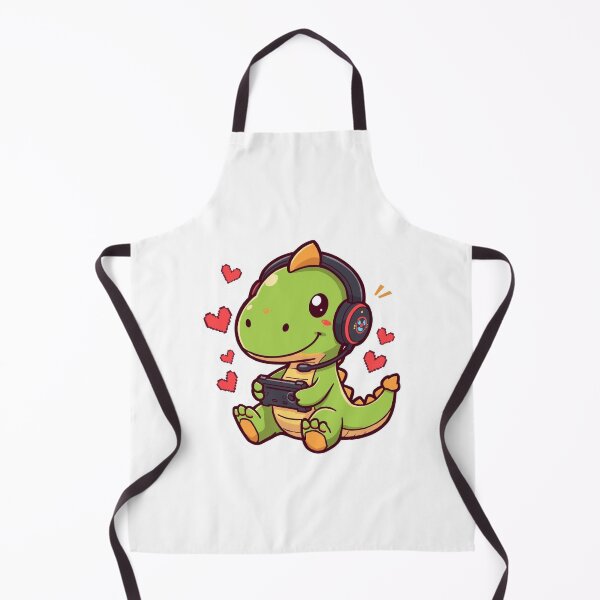 Item preview, anime dinosaur playing video game with headphones-cartoon arts designed and sold by Animepopstudio.