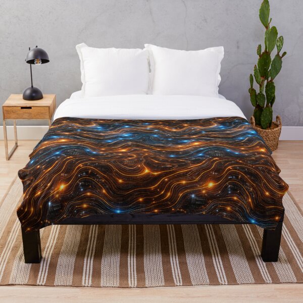 Item preview, Glowing Orange Blue Abstract Wave Pattern designed and sold by QuantumOasis.
