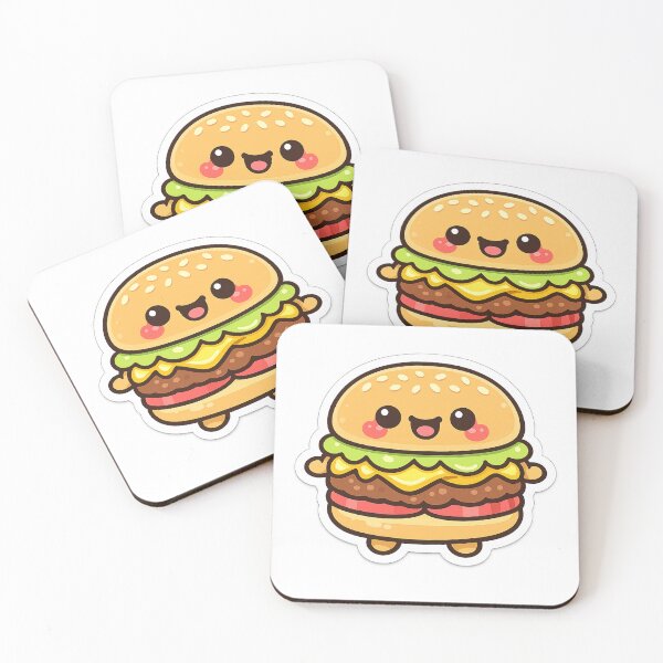 Item preview, Cute Kawaii Burger Character Sticker – Smiling Cartoon Burger Food Illustration designed and sold by irfanshikh.