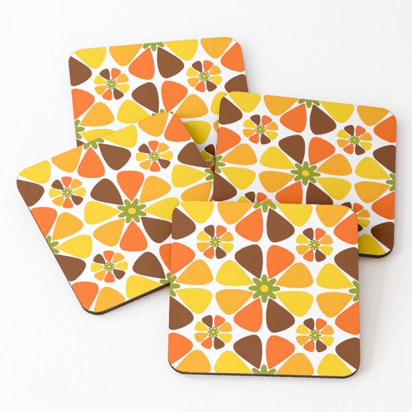 Item preview, Retro Mid‑Century Floral Pattern in 70s Colors designed and sold by Clara Fruggeri.