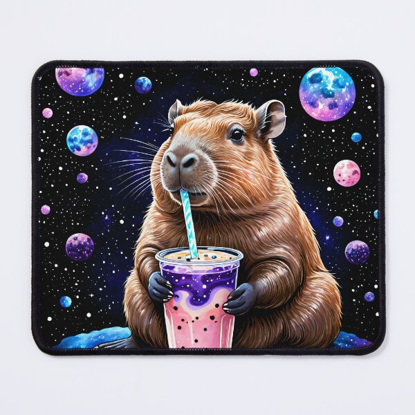 Item preview, Cosmic Space Capybara Drinking Boba Tea Ethereal Art designed and sold by AuraPremiumArt.