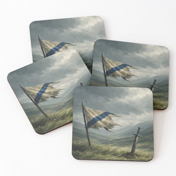 Item preview, Medieval Sword Scottish Flag Stormy Highland Painting designed and sold by Cine8.