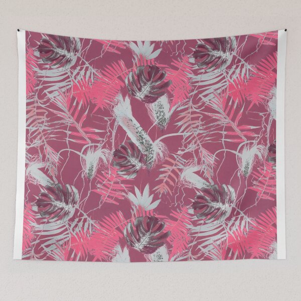 Item preview, Monotype tropical leaves pink designed and sold by Alessandro Remo Mazzoni Remotextiles.