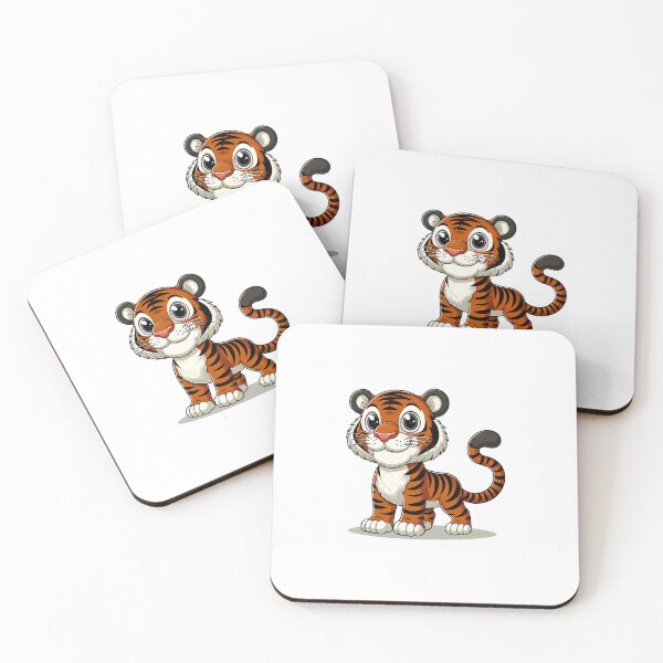 Item preview, Cute cartoon tiger character with bright colors and big expressive eyes, perfect for children's designs. designed and sold by cave-canvas.