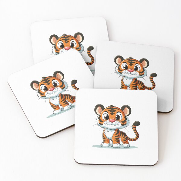 Item preview, Cute cartoon tiger with vibrant orange stripes and a friendly expression, perfect for kids. designed and sold by cave-canvas.