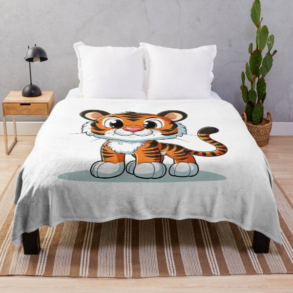 Item preview, Cute cartoon tiger with vibrant orange stripes and a friendly expression, perfect for kids. designed and sold by cave-canvas.