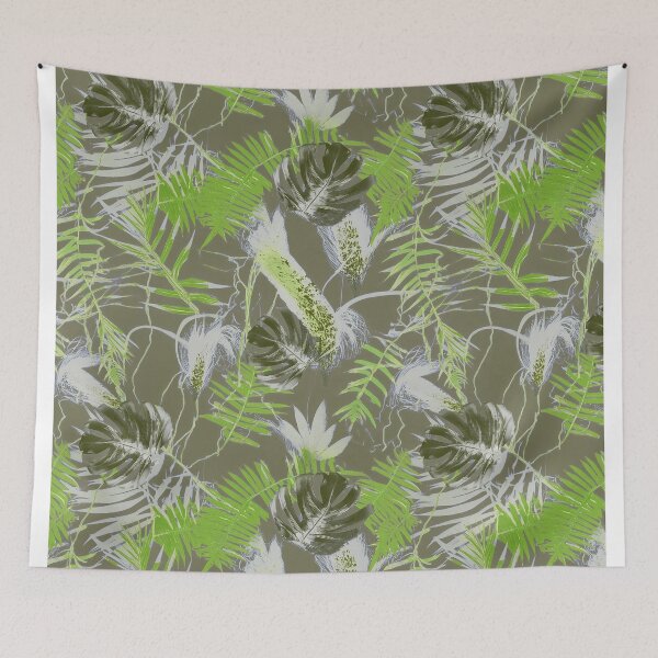 Item preview, Monotype tropical leaves olive green designed and sold by Alessandro Remo Mazzoni Remotextiles.