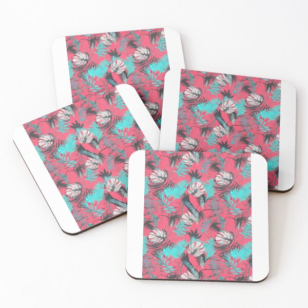 Item preview, Monotype tropical leaves pink light blue designed and sold by Alessandro Remo Mazzoni Remotextiles.