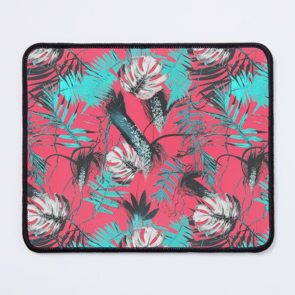 Item preview, Monotype tropical leaves pink light blue designed and sold by Alessandro Remo Mazzoni Remotextiles.