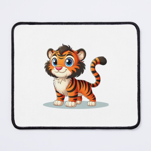 Item preview, Adorable cartoon tiger cub with bright colors and a playful expression. designed and sold by cave-canvas.