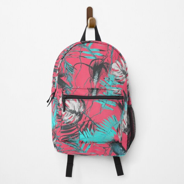 Item preview, Monotype tropical leaves pink light blue designed and sold by Alessandro Remo Mazzoni Remotextiles.