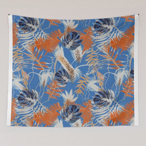Item preview, Monotype tropical leaves orange green designed and sold by Alessandro Remo Mazzoni Remotextiles.