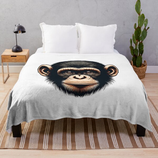 Item preview, A detailed illustration of a monkey's face, showcasing its expressive eyes and prominent features. designed and sold by cave-canvas.