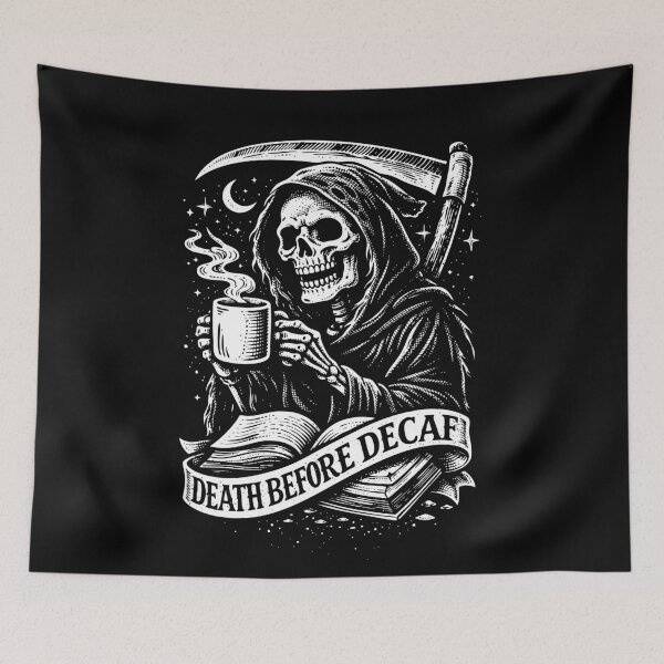 Item preview, Death Before Decaf Grim Reaper designed and sold by CamaleonDesigns.