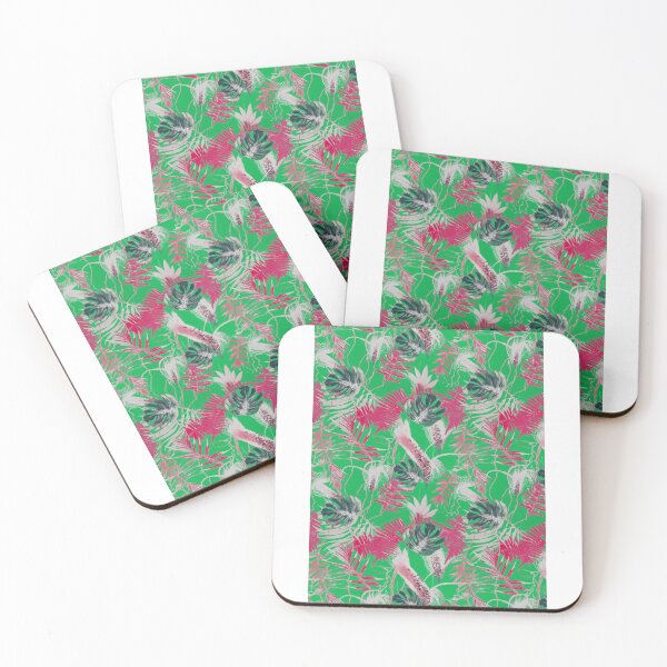 Item preview, Monotype tropical leaves magenta green  designed and sold by Alessandro Remo Mazzoni Remotextiles.