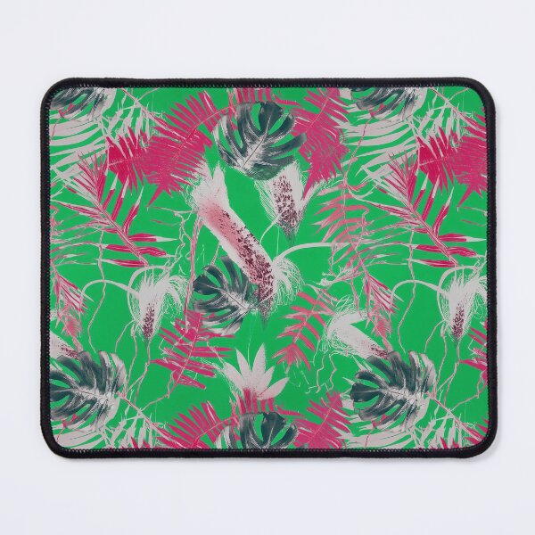 Item preview, Monotype tropical leaves magenta green  designed and sold by Alessandro Remo Mazzoni Remotextiles.