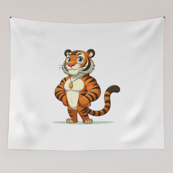 Item preview, Cartoon tiger character with bright colors and a friendly expression, ideal for children's content. designed and sold by cave-canvas.