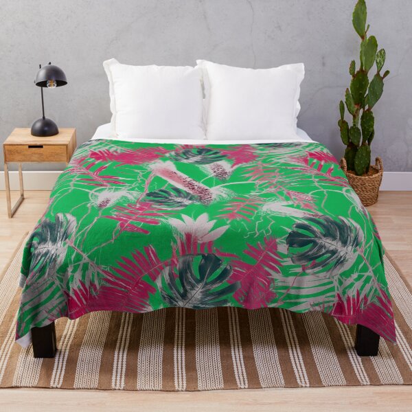 Item preview, Monotype tropical leaves magenta green  designed and sold by Alessandro Remo Mazzoni Remotextiles.