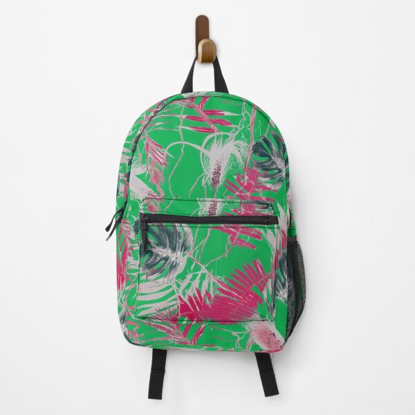 Item preview, Monotype tropical leaves magenta green  designed and sold by Alessandro Remo Mazzoni Remotextiles.