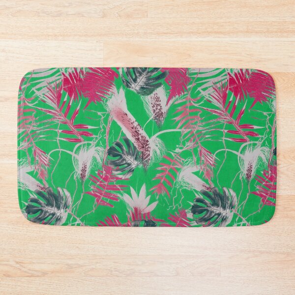 Item preview, Monotype tropical leaves magenta green  designed and sold by Alessandro Remo Mazzoni Remotextiles.
