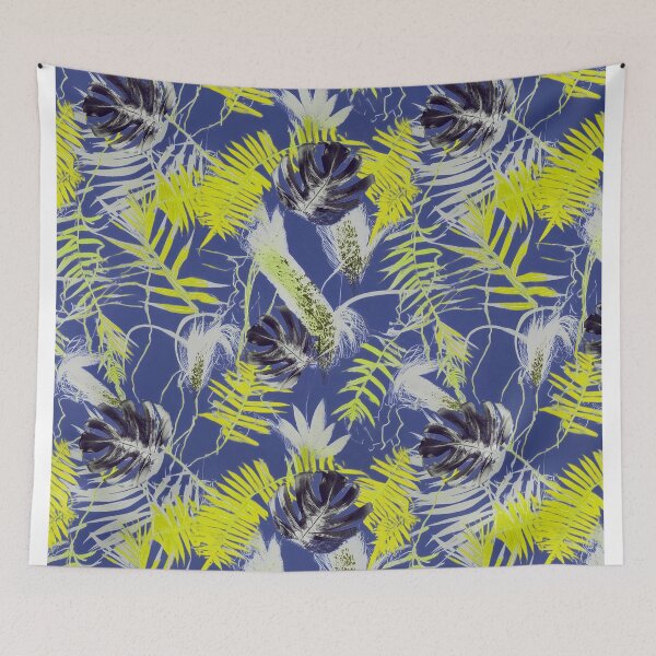 Item preview, Copy of Monotype tropical leaves yellow blue  designed and sold by Alessandro Remo Mazzoni Remotextiles.