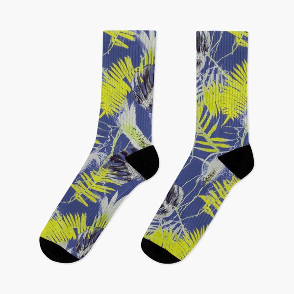 Item preview, Copy of Monotype tropical leaves yellow blue  designed and sold by Alessandro Remo Mazzoni Remotextiles.