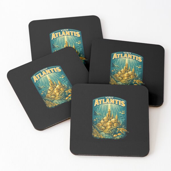Item preview, Visit Atlantis Retro Vintage Travel Poster Underwater City Art  designed and sold by TheArtOfCar.