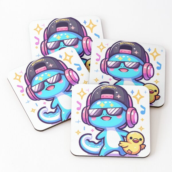 Item preview, Cute Kawaii Axolotl Astronaut Dancing with Golden Duck designed and sold by Mitaudesign.