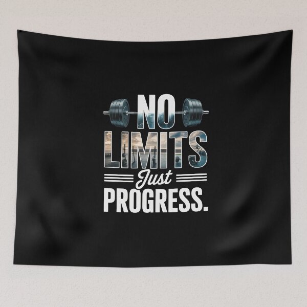 Item preview, No Limits Just Progress – Barbell Ocean Gym Quote designed and sold by Enea Kelo.