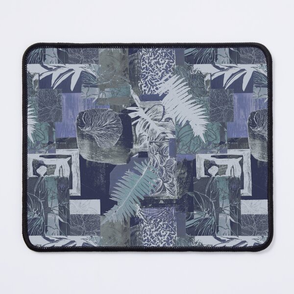 Item preview, geometric and botanic collage woodblock print  designed and sold by Alessandro Remo Mazzoni Remotextiles.
