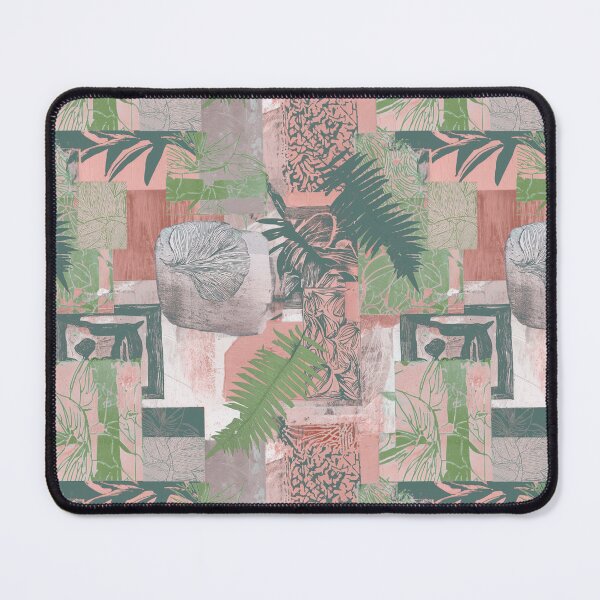 Item preview, Geometric and botanic collage woodblock print  designed and sold by Alessandro Remo Mazzoni Remotextiles.