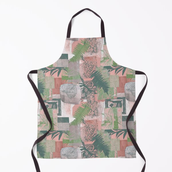 Item preview, Geometric and botanic collage woodblock print designed and sold by Alessandro Remo Mazzoni Remotextiles.