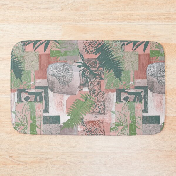 Item preview, Geometric and botanic collage woodblock print  designed and sold by Alessandro Remo Mazzoni Remotextiles.
