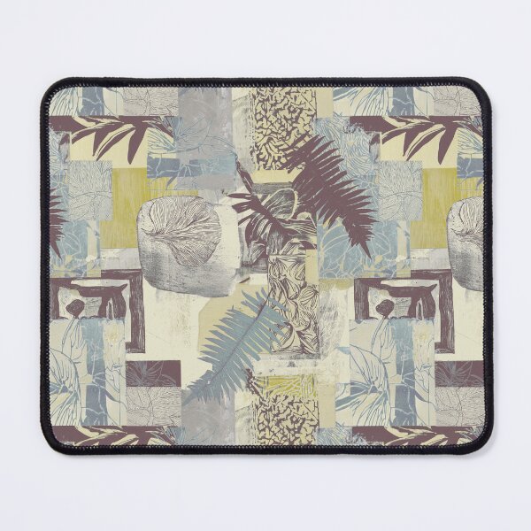 Item preview, Copy of Geometric and botanic collage woodblock print  designed and sold by Alessandro Remo Mazzoni Remotextiles.