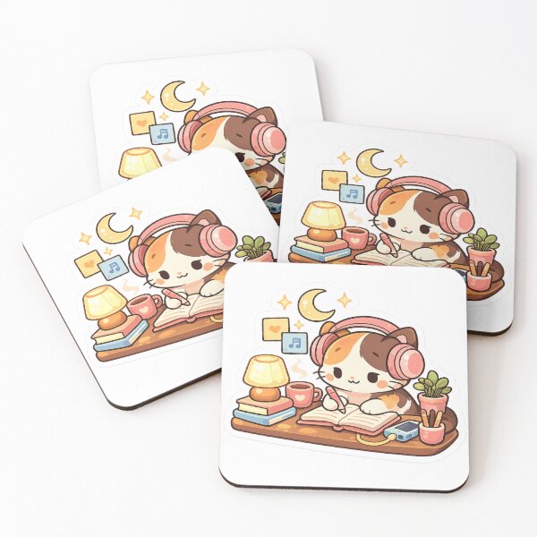 Item preview, Cute Study Cat Aesthetic Study Vibes Illustration designed and sold by irfanshikh.