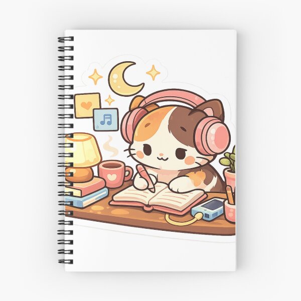 Item preview, Cute Study Cat Aesthetic Study Vibes Illustration designed and sold by irfanshikh.