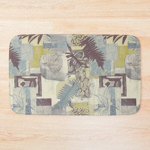 Item preview, Copy of Geometric and botanic collage woodblock print  designed and sold by Alessandro Remo Mazzoni Remotextiles.