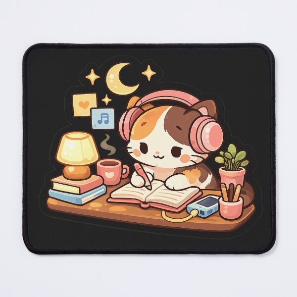 Item preview, Cute Study Cat Aesthetic Study Vibes Illustration designed and sold by irfanshikh.