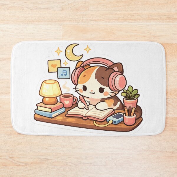 Item preview, Cute Study Cat Aesthetic Study Vibes Illustration designed and sold by irfanshikh.