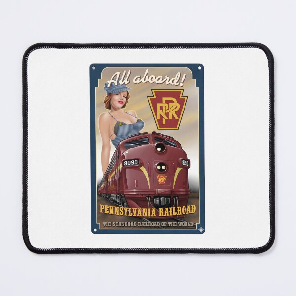 Item preview, Vintage Pennsylvania Railroad Pin-up Art - All Aboard PRR Locomotive Poster designed and sold by CharlieDesings.